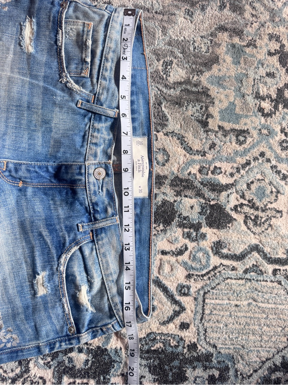 Abercrombie & Fitch Low Rise Distressed  Blue Denim Jean Shorts